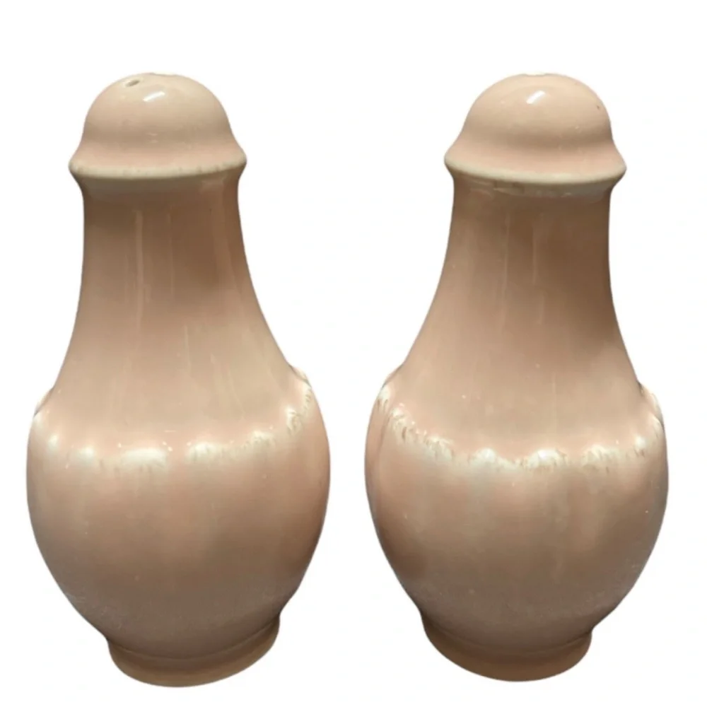Vintage Pink Stoneware Salt & Pepper Shakers